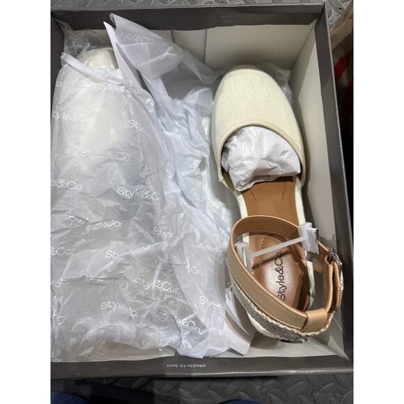 Brand New Style & Co. Womens Canvas Wedge Sandals Beige 9.5 MAILENAF - Picture 3 of 6